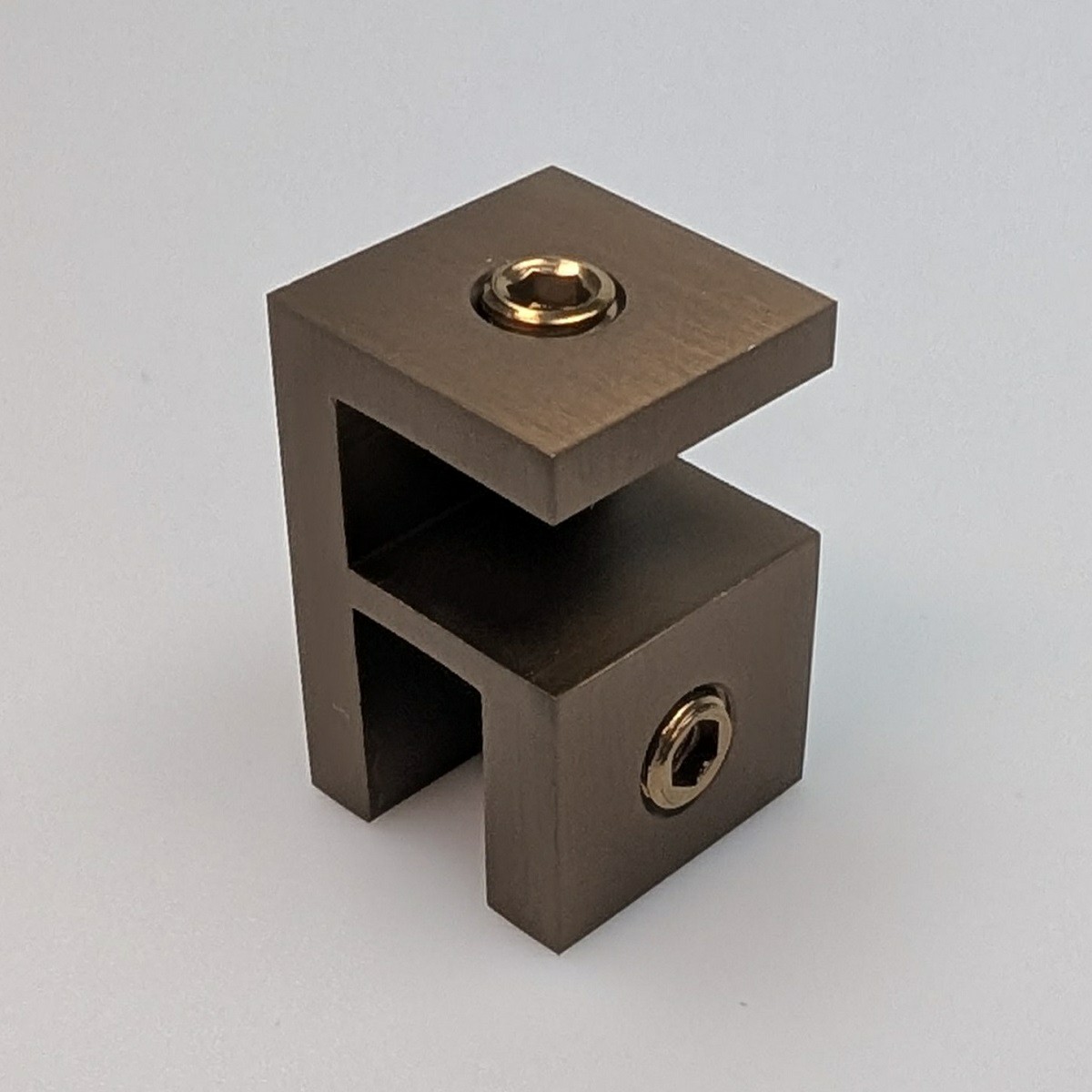 Overpanel fitting in bronze to suit 10mm glass